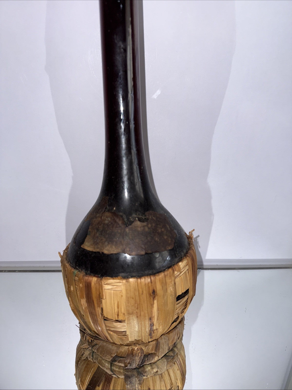 Old Chianti Bottle Full Cool for Bar/bistro.. contents prob npt drinkable!