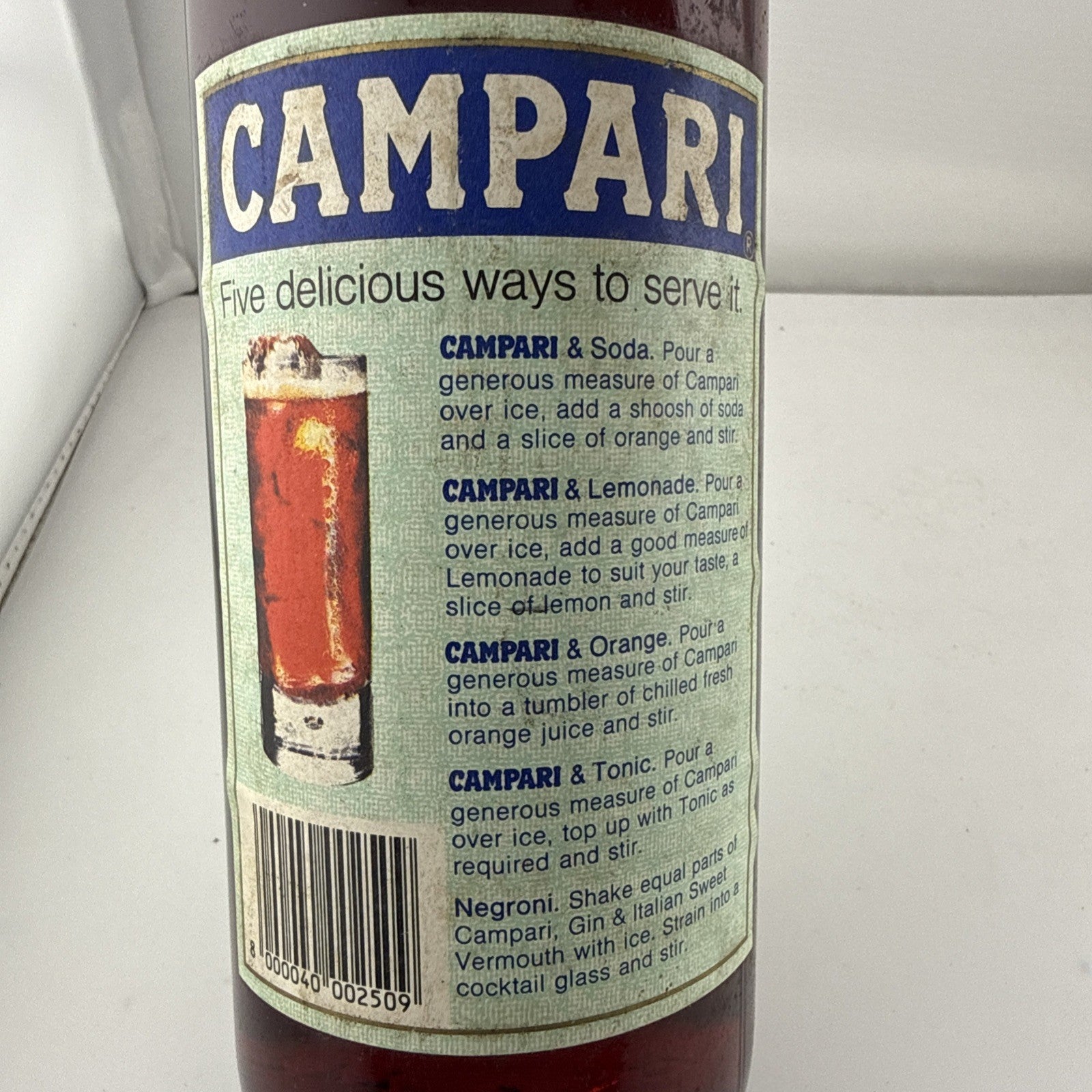 Campari Bitter 26.4 FLOZ (75cl) Bottled 1970s