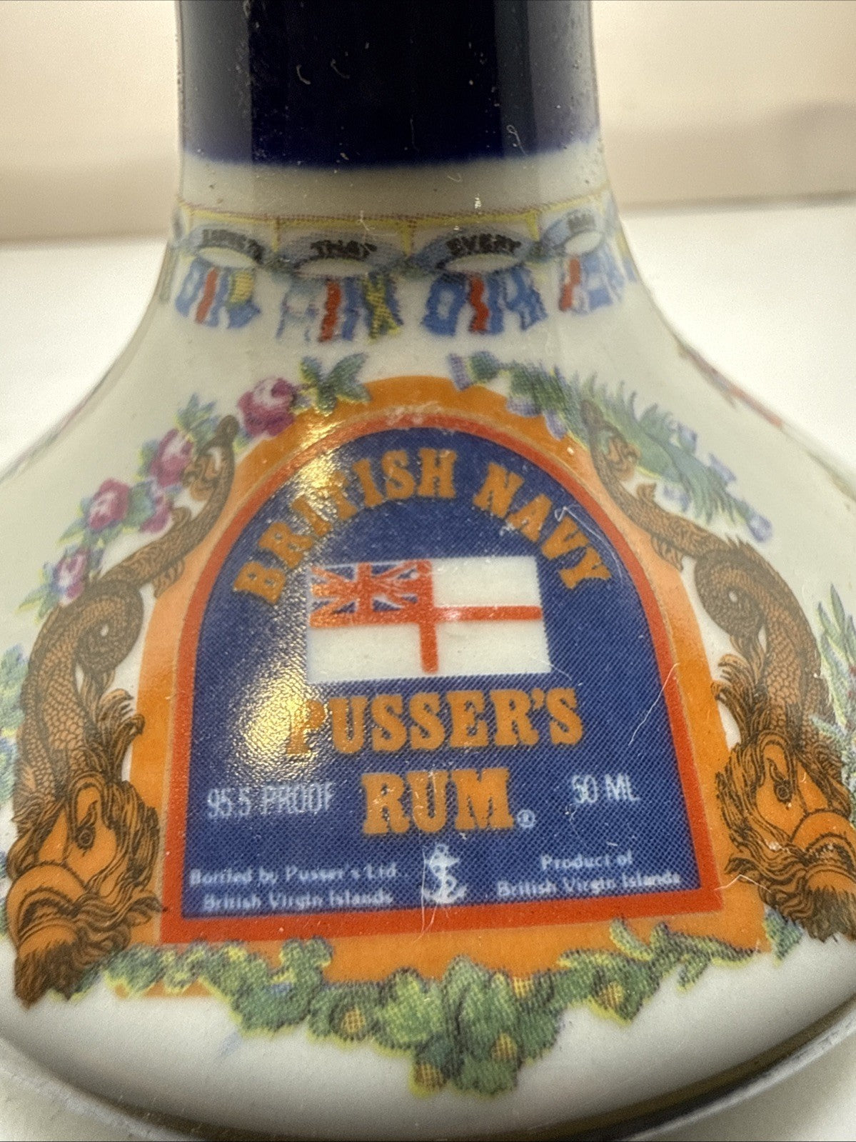 Pusser’s Navy Rum Wade Ceramic Mini Decanter 5cl Empty 1980s