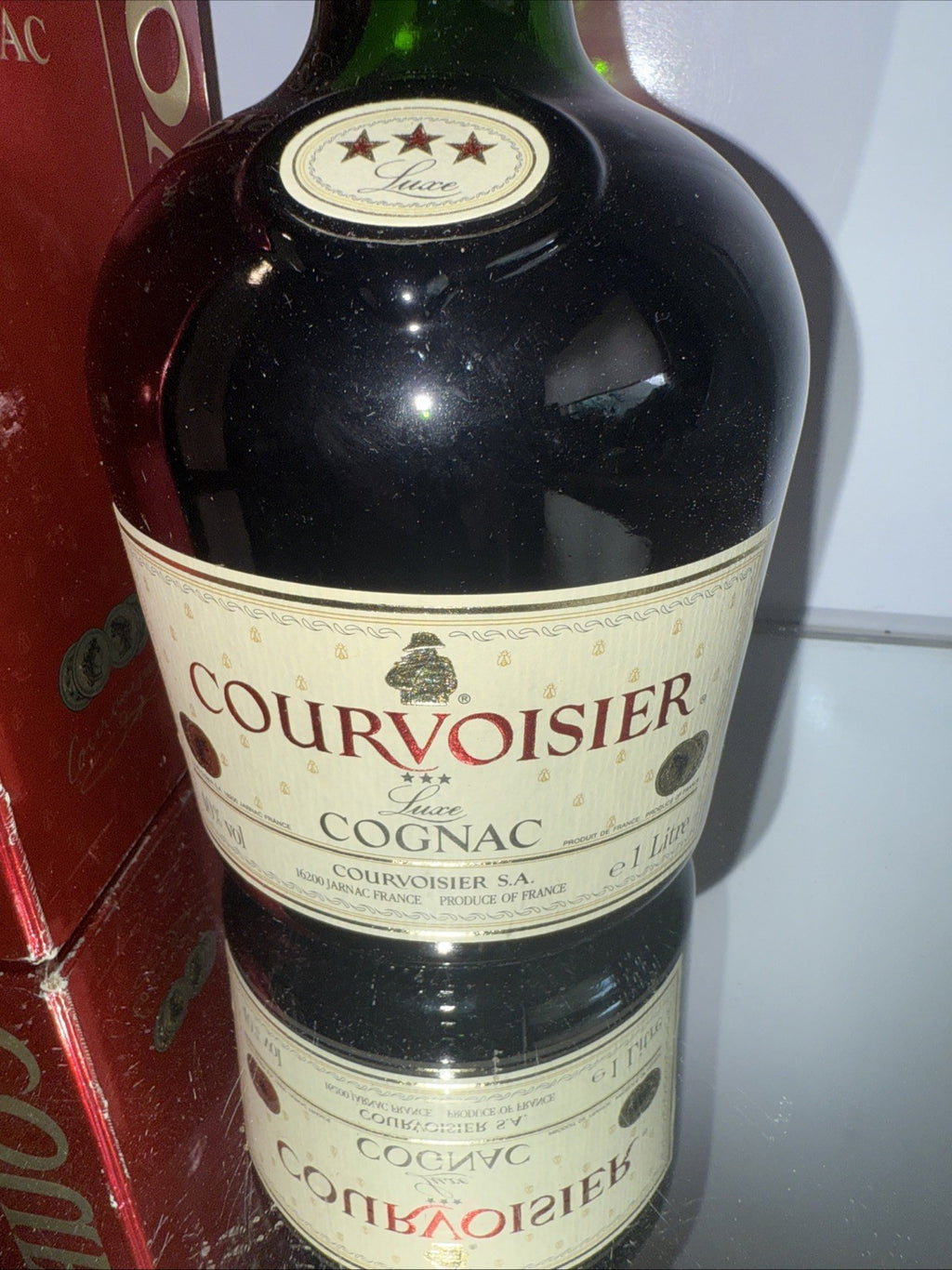 Courvoisier 3 star Luxe 1L Bottles 1970s/80s Vintage