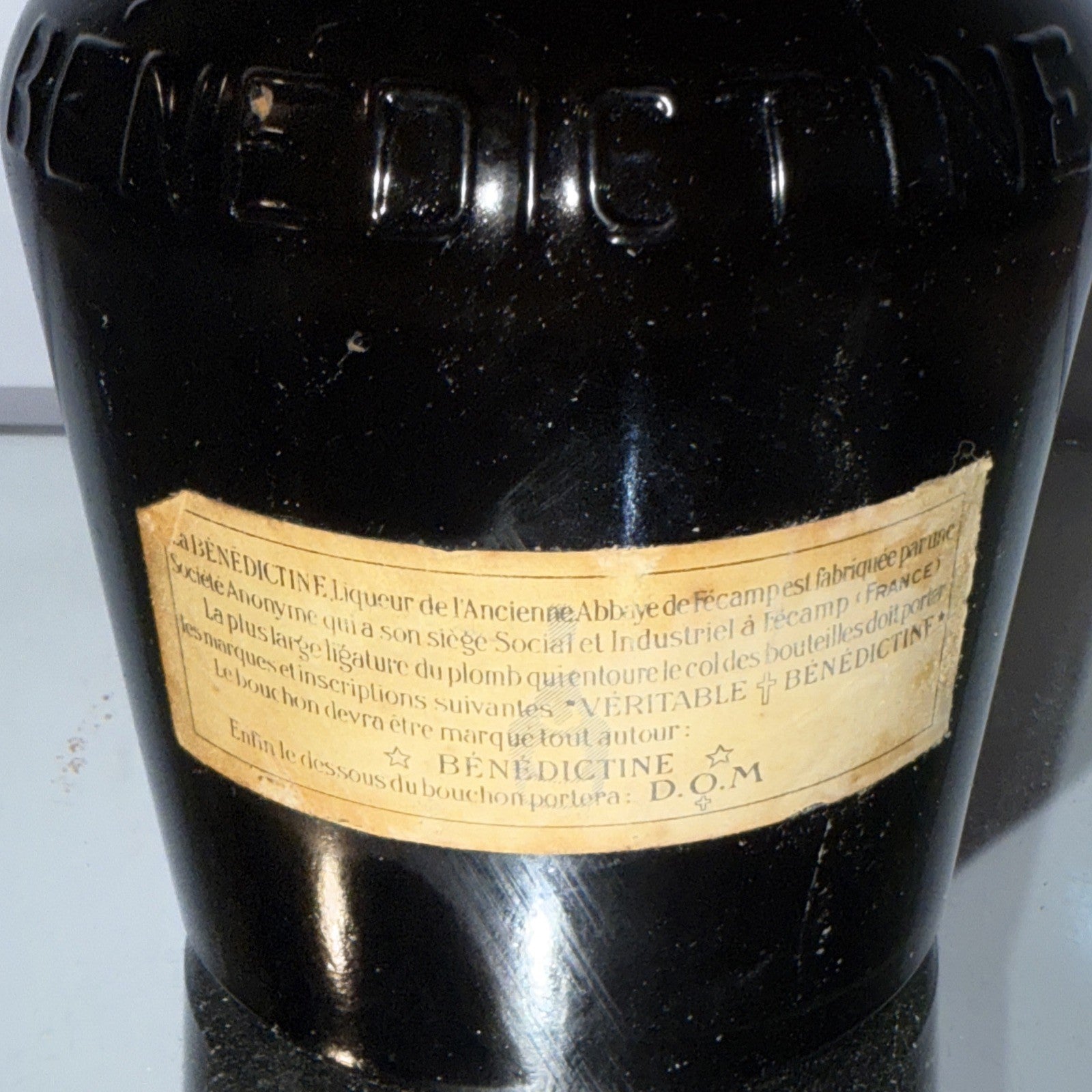 1950s Bottled Dom Benedictine 26 2/3 FL OZ  73% Proof Vintage  750ml Good Cond.