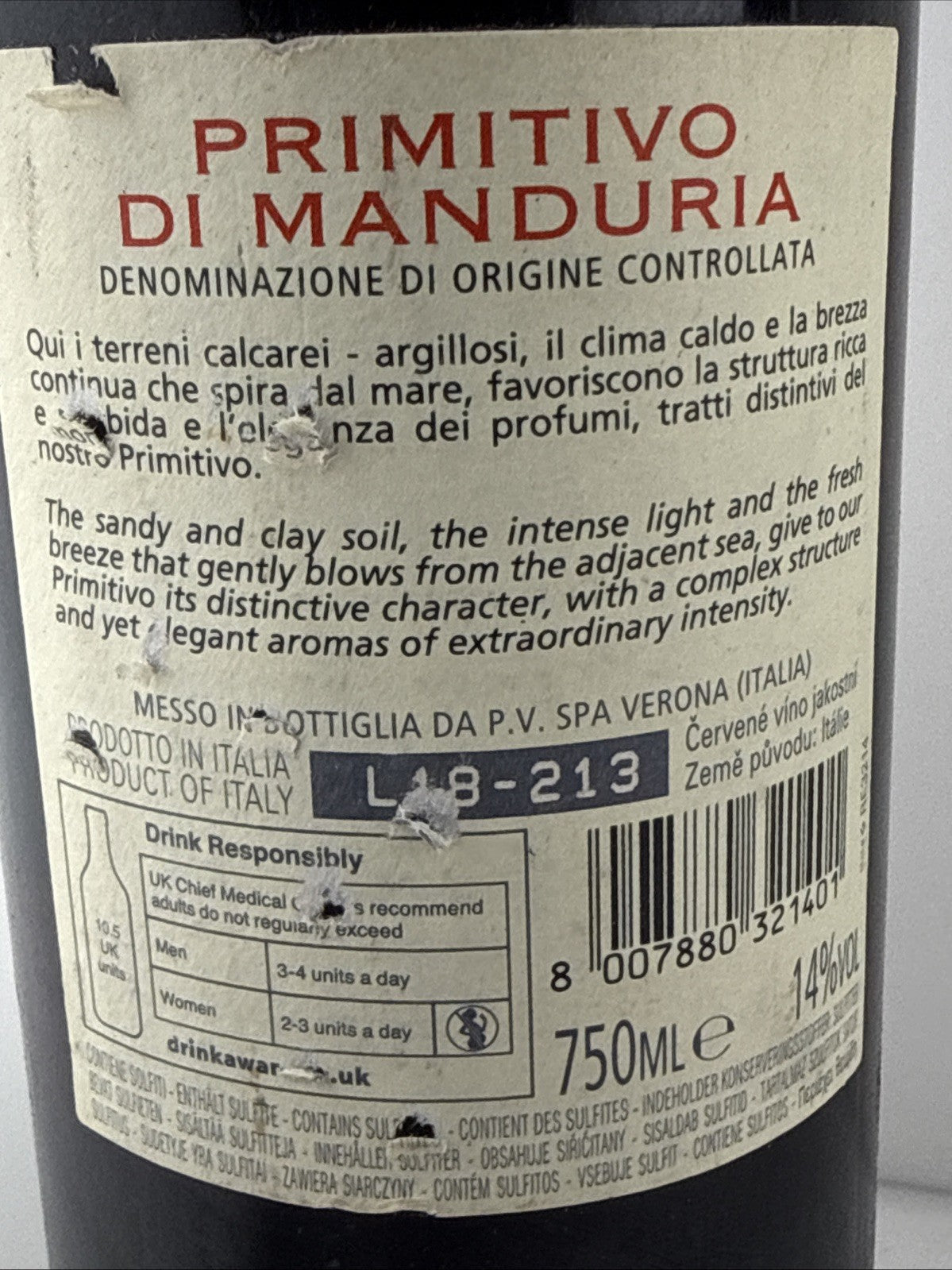 Surani Costarossa Primitivo di Manduria DOC 2016 Italian Red Wine 75cl