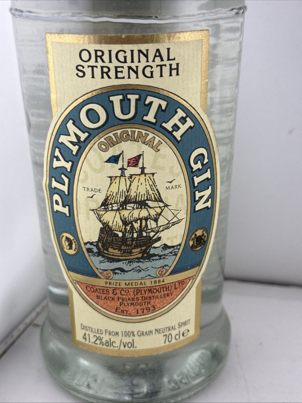 Plymouth Original Strength Gin 70cl 41.2% Original Dry Gin Sealed 1990s