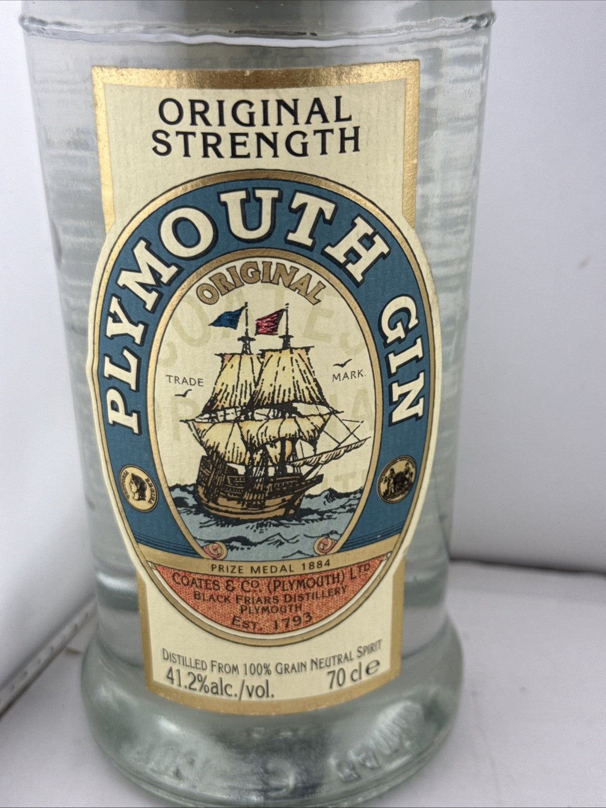 Plymouth Original Strength Gin 70cl 41.2% Original Dry Gin Sealed 1990s