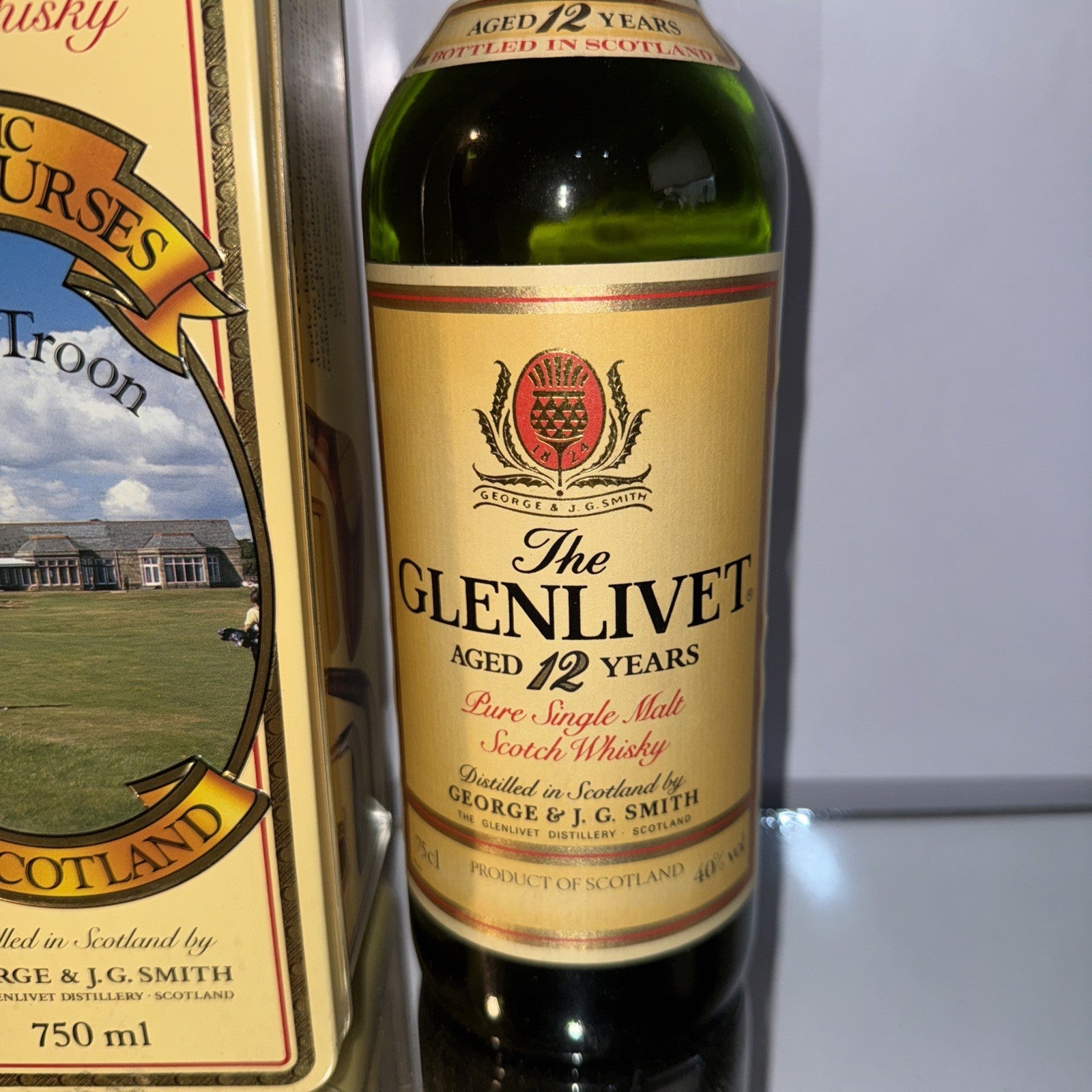 Glenlivet 12 Year Old Highland Malt Whisky 750 Ml Dated 1988 Royal Troon Boxed