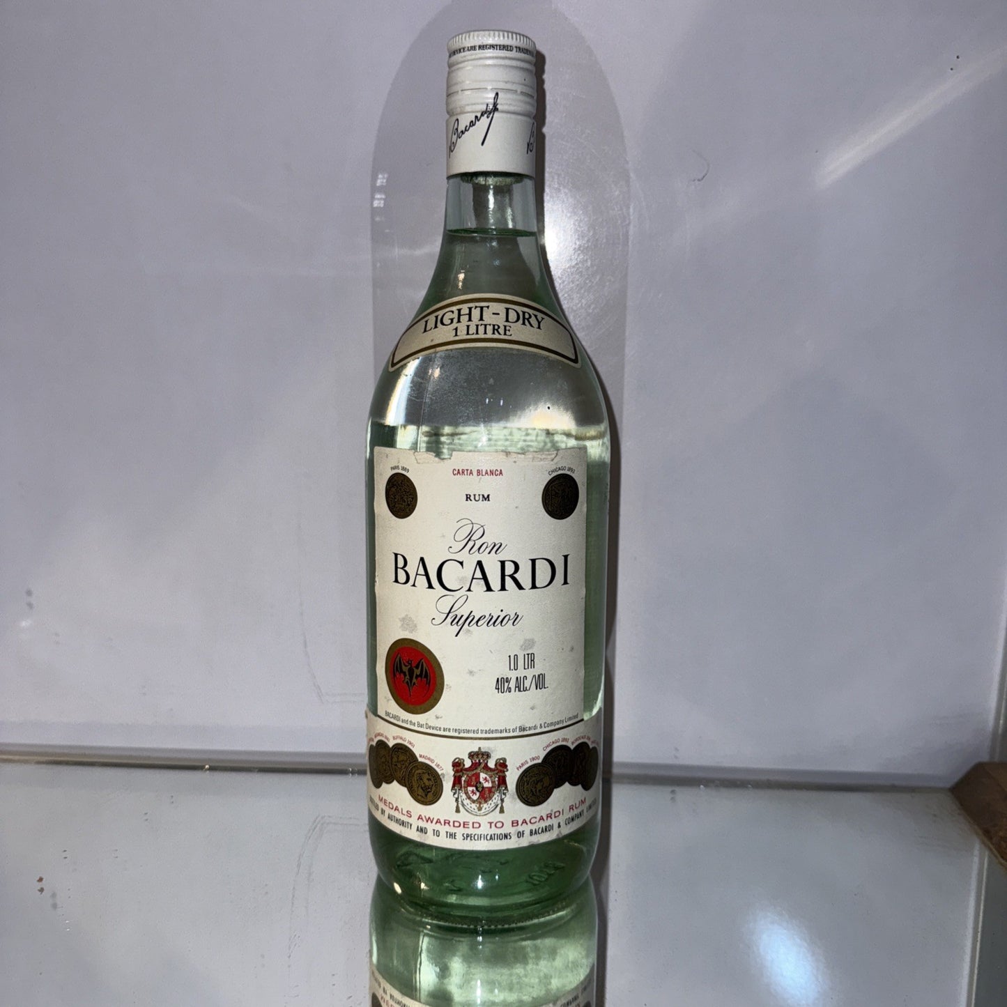 Bacardi Superior Rum 1L Old 40%abv Version