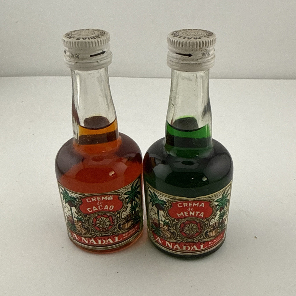 Vintage 1970s Anadal Crema de Cacao & Menta Miniatures 5cl Pair