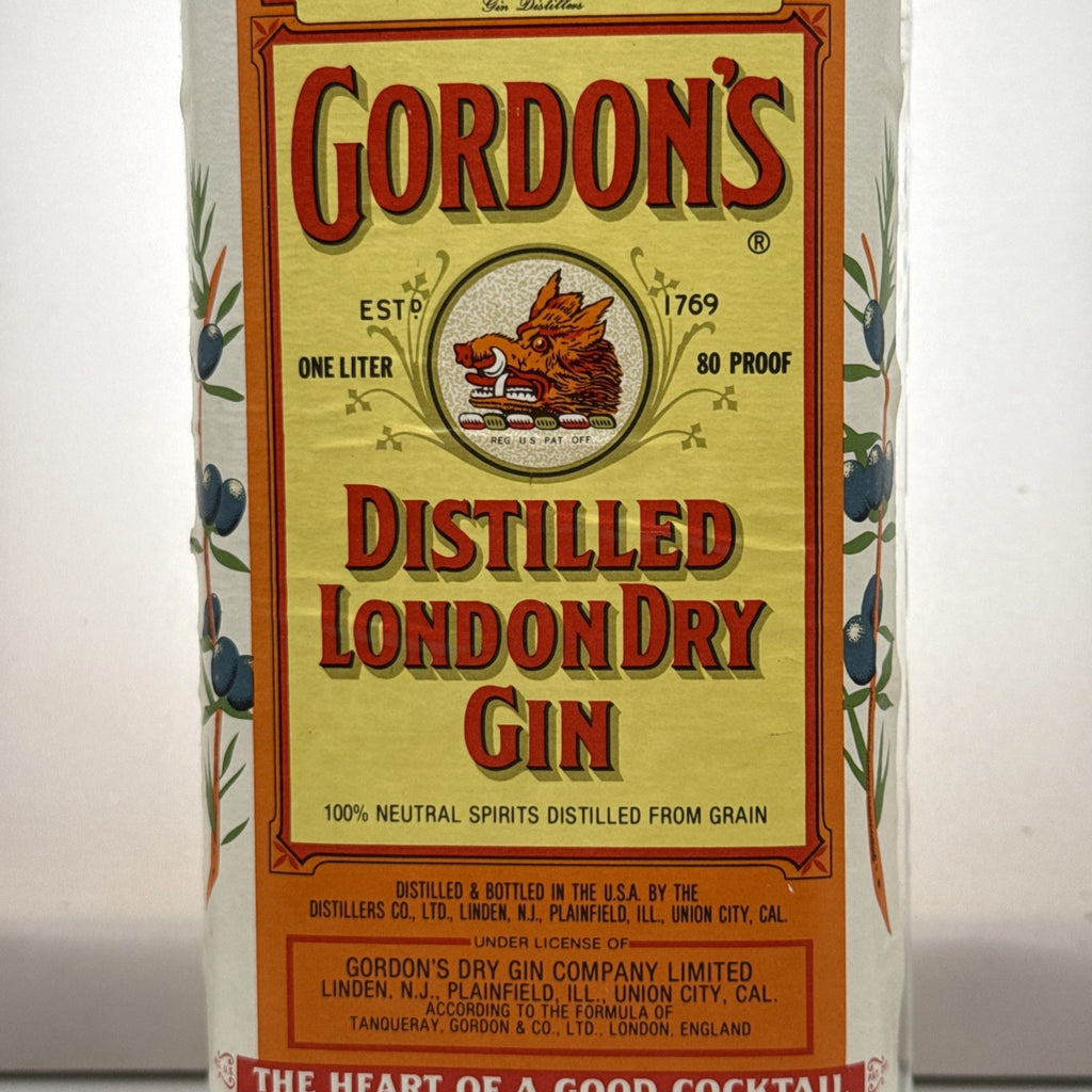 Gordon's London Dry Gin — c.1970s–80s — US Bottling — 1 Litre, 80 Proof