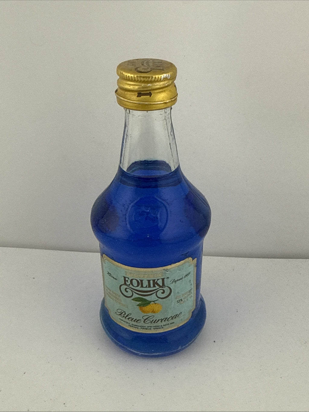 Vintage Folliki Blue Curacao Miniature Liqueur Bottle Greece 5cl