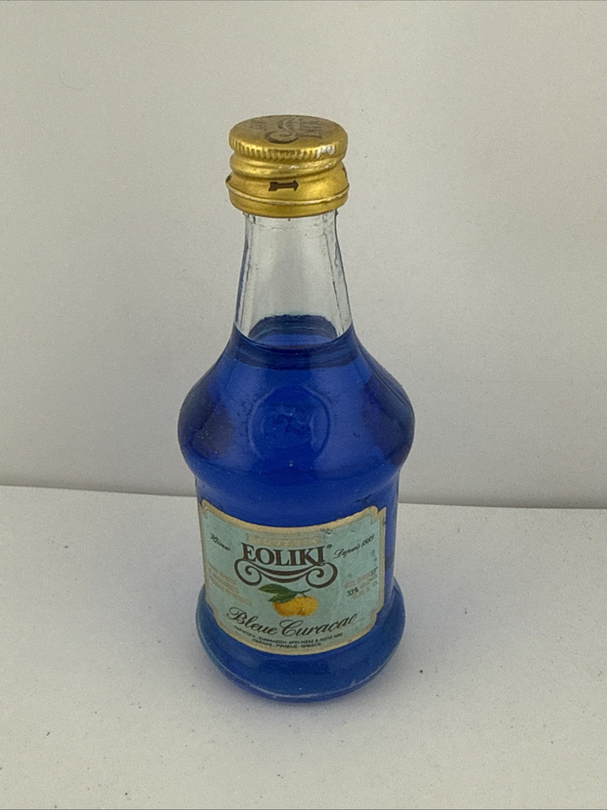 Vintage Folliki Blue Curacao Miniature Liqueur Bottle Greece 5cl