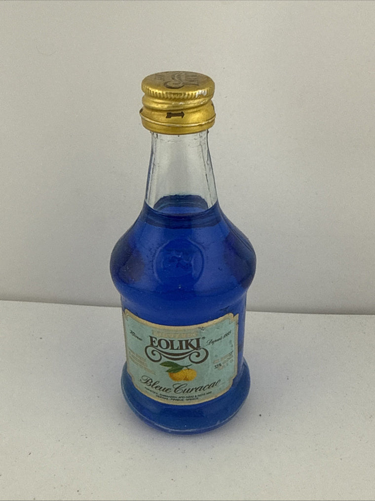 Vintage Folliki Blue Curacao Miniature Liqueur Bottle Greece 5cl
