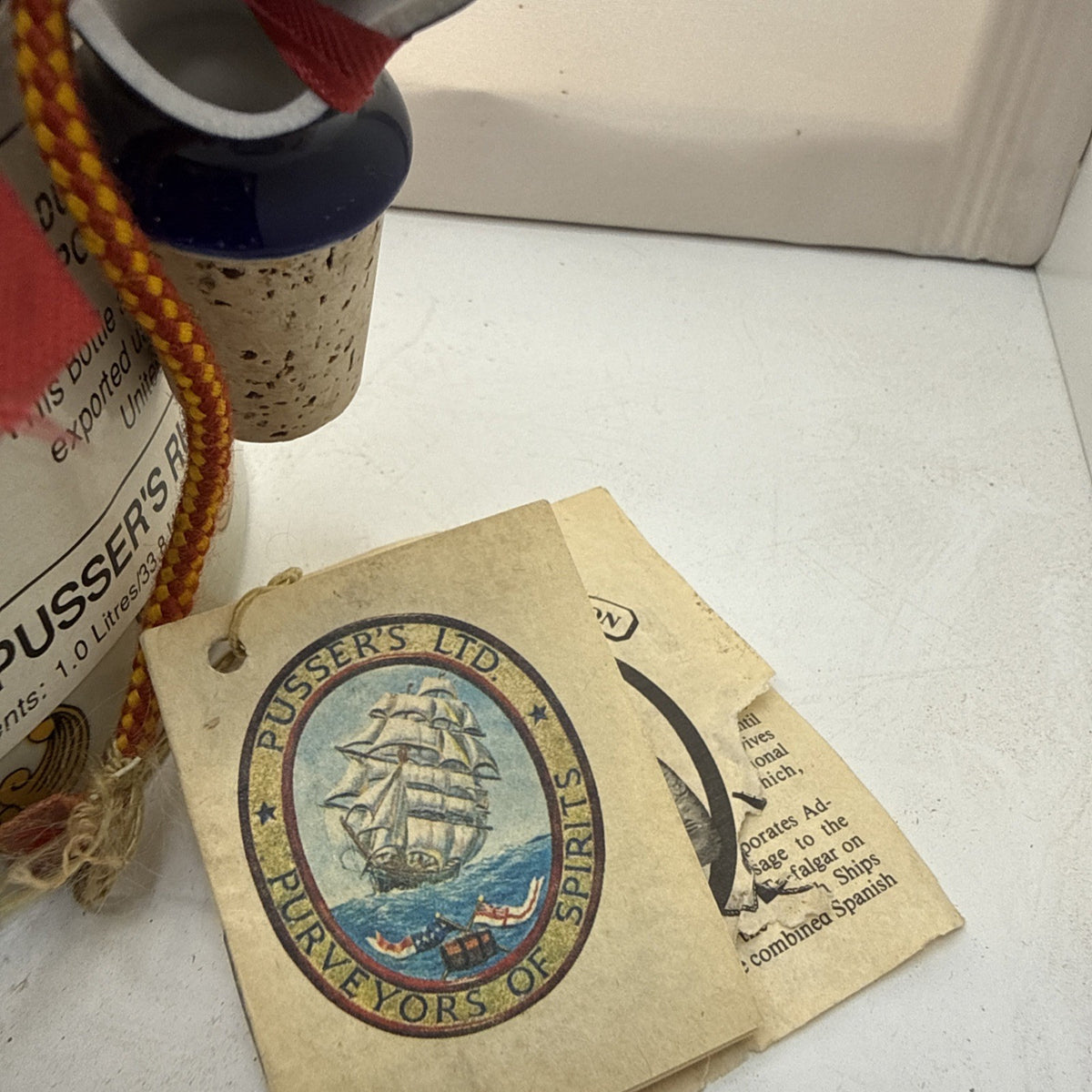Pusser's British Navy Rum — 1 Litre Ceramic Decanter ( Stopper Broken) Full!