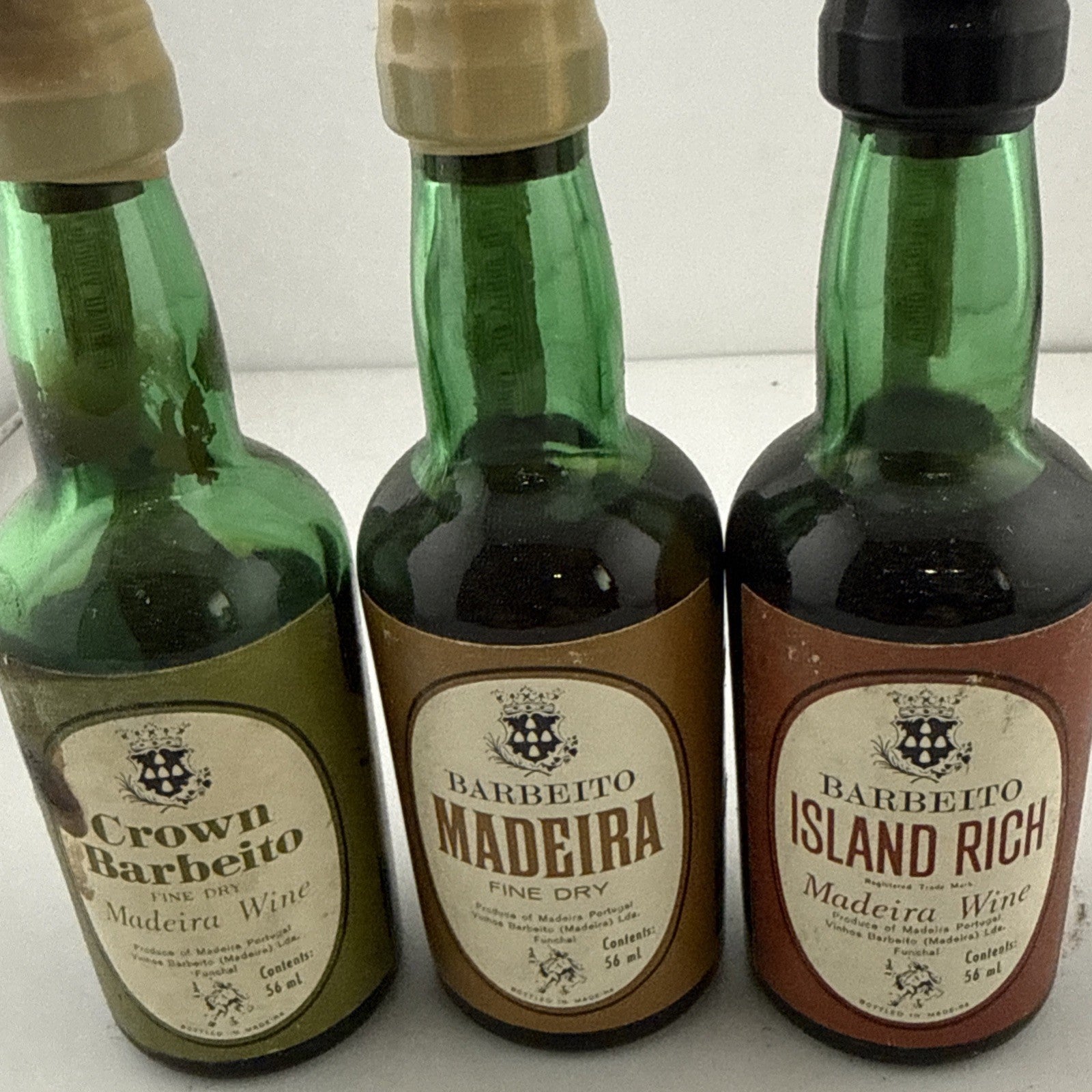 Vintage Barbeito Madeira Wine Miniatures x3 Portugal 56ml