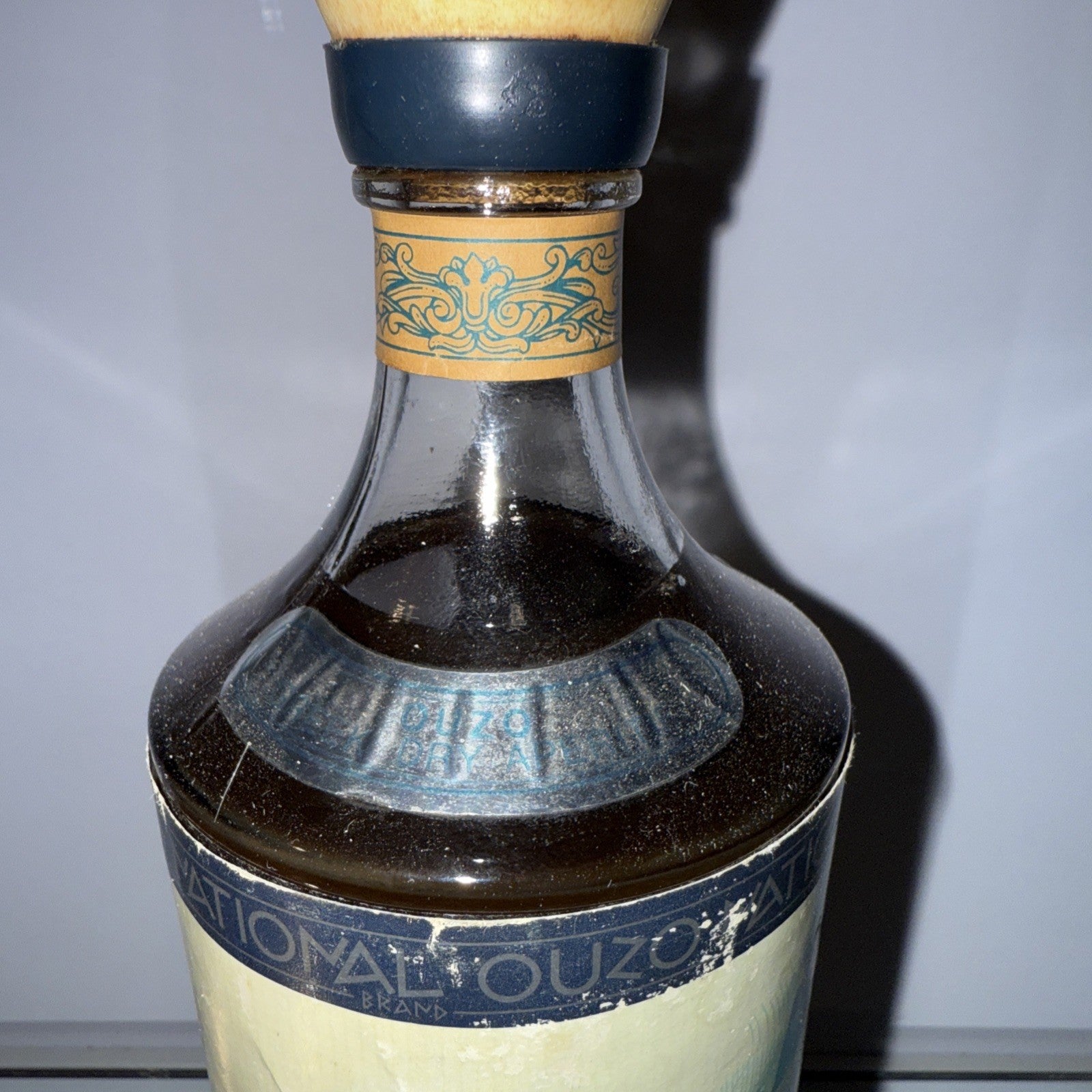National Amphora greek  Ouzo In Unusual Ornate Bottle From 1970s FlOz And %proof
