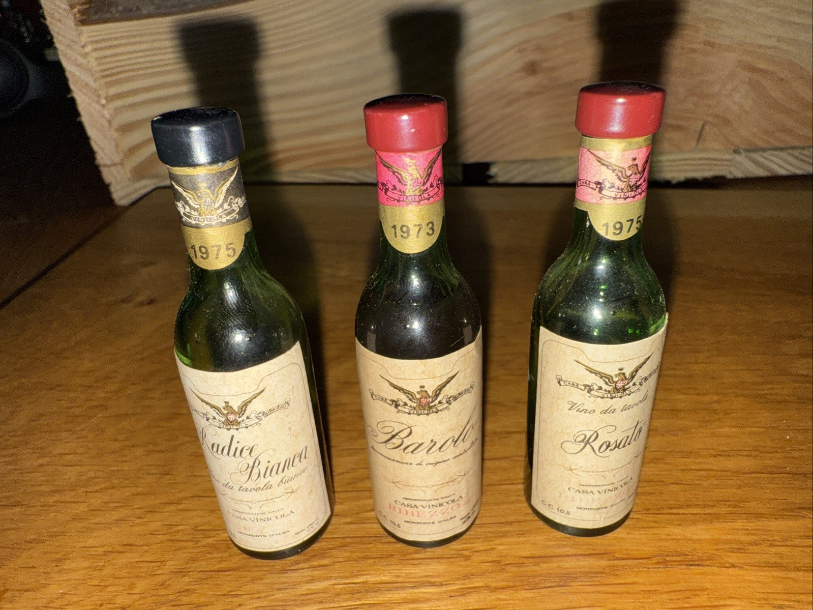 3 Mini Miniatures from 1970s Rosato Barolo Randice Bianca some evaporation