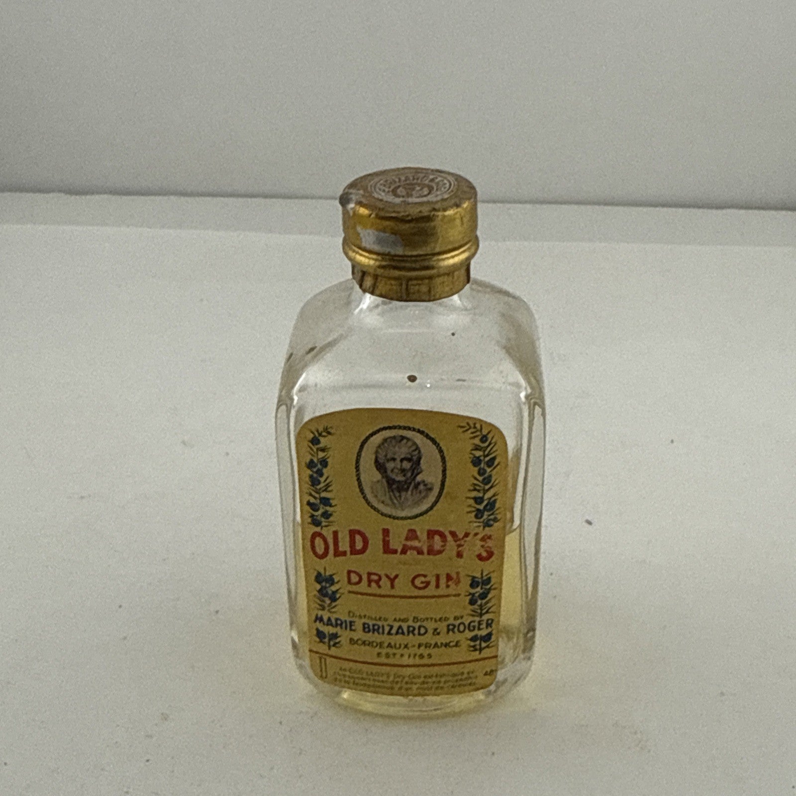 Vintage Old Lady’s Dry Gin Miniature Marie Brizard Bordeaux France