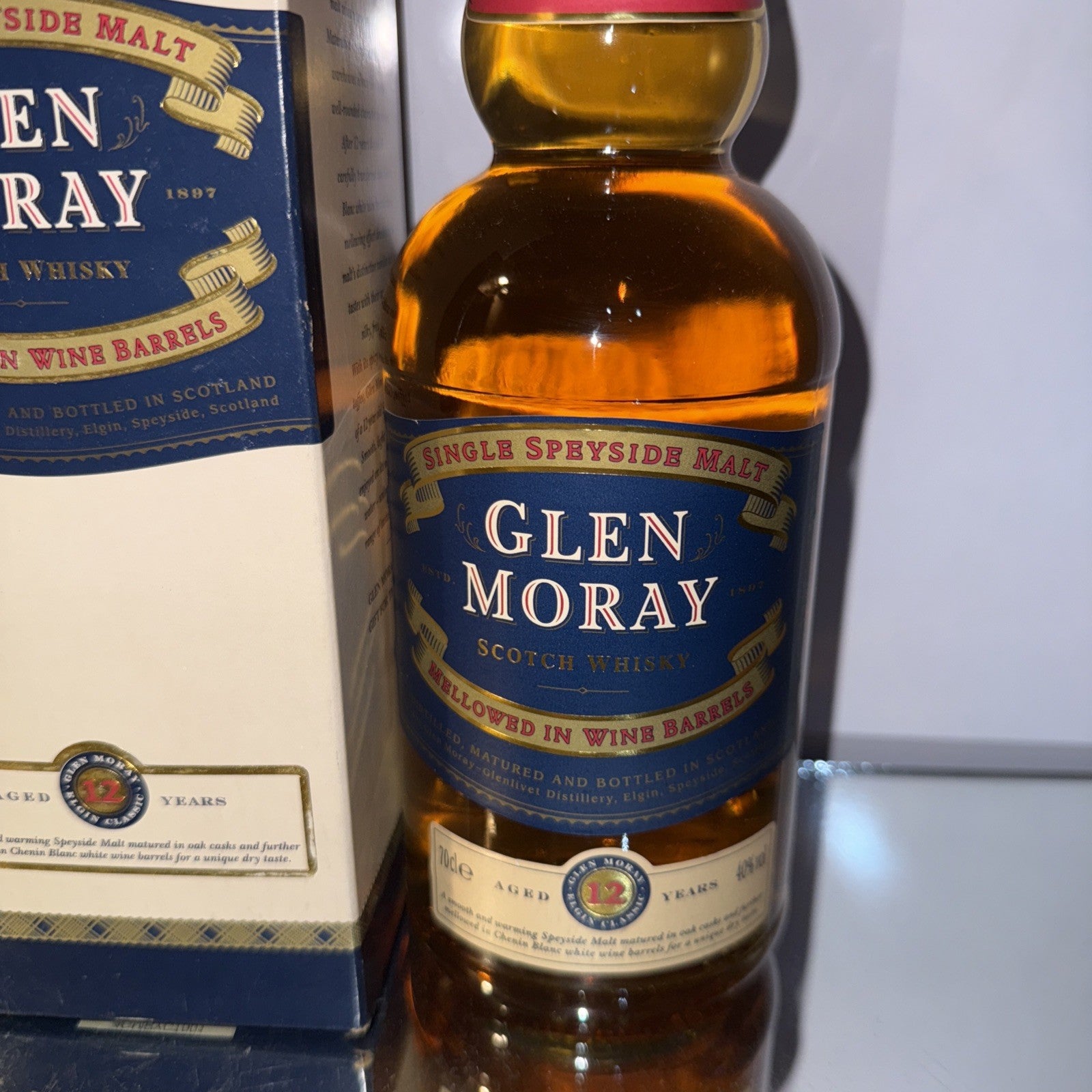Glen Moray 12 Year Old Single Malt Scotch Whisky 1990s Bottle 70cl Boxed 2008