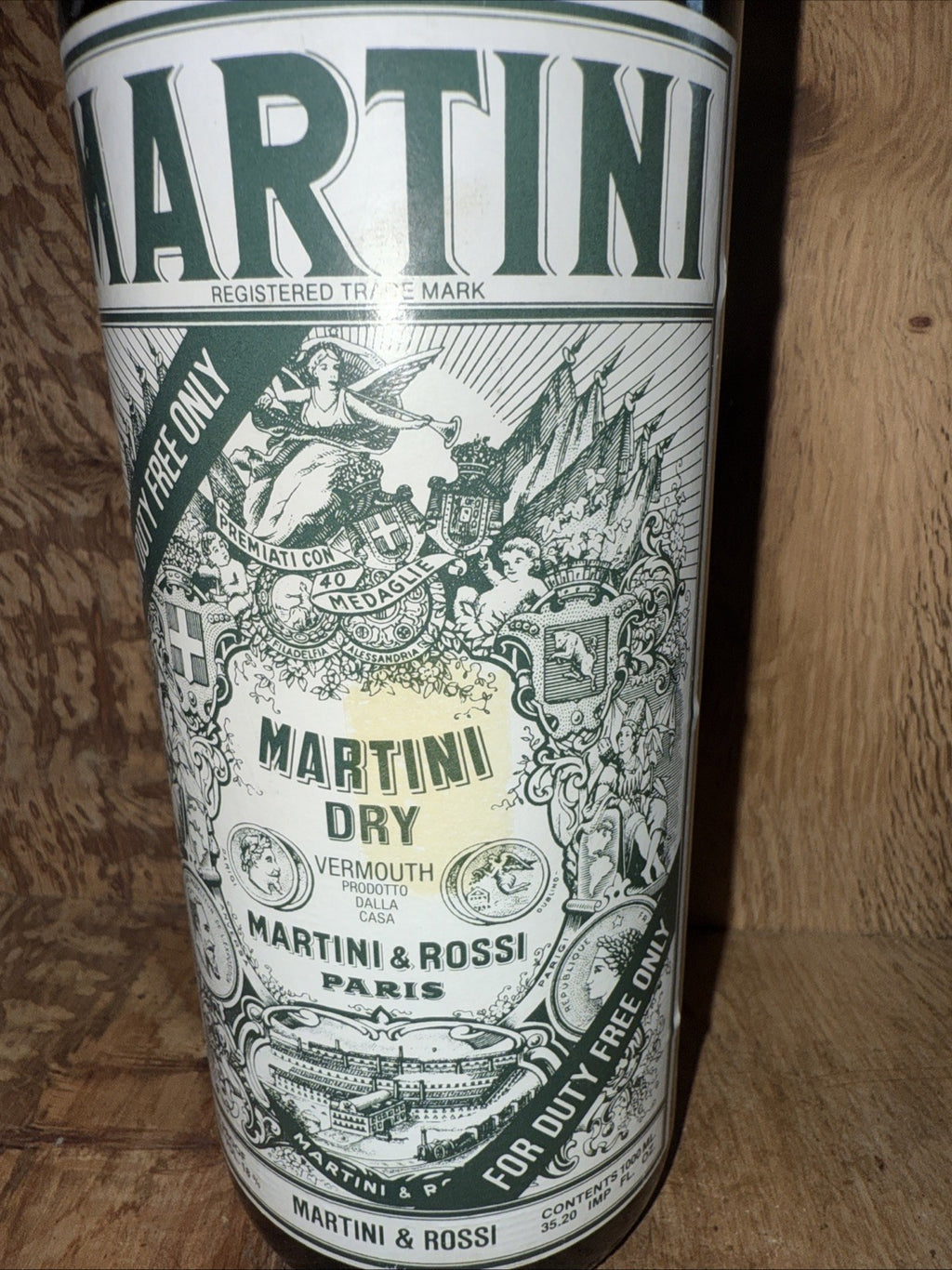 Martini Extra Dry Vermouth 35.2 Fl Oz (1L) 31.5 proof 1970
