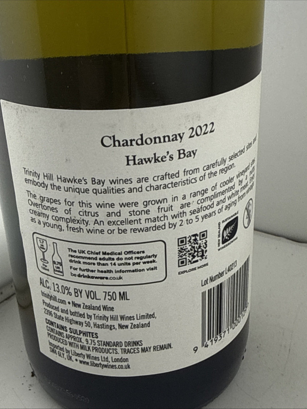 Trinity Hill Chardonnay 2022 Hawke’s Bay New Zealand White Wine 750ml