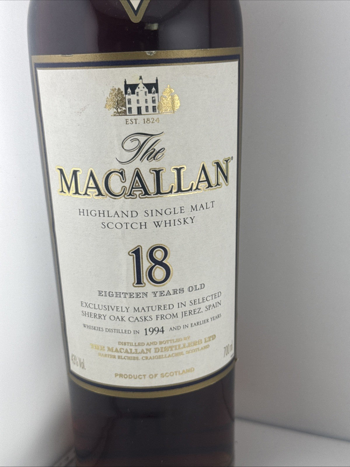 Macallan 18 Year Old 1994 Sherry Oak 43% 700ml Mint Condition No Box