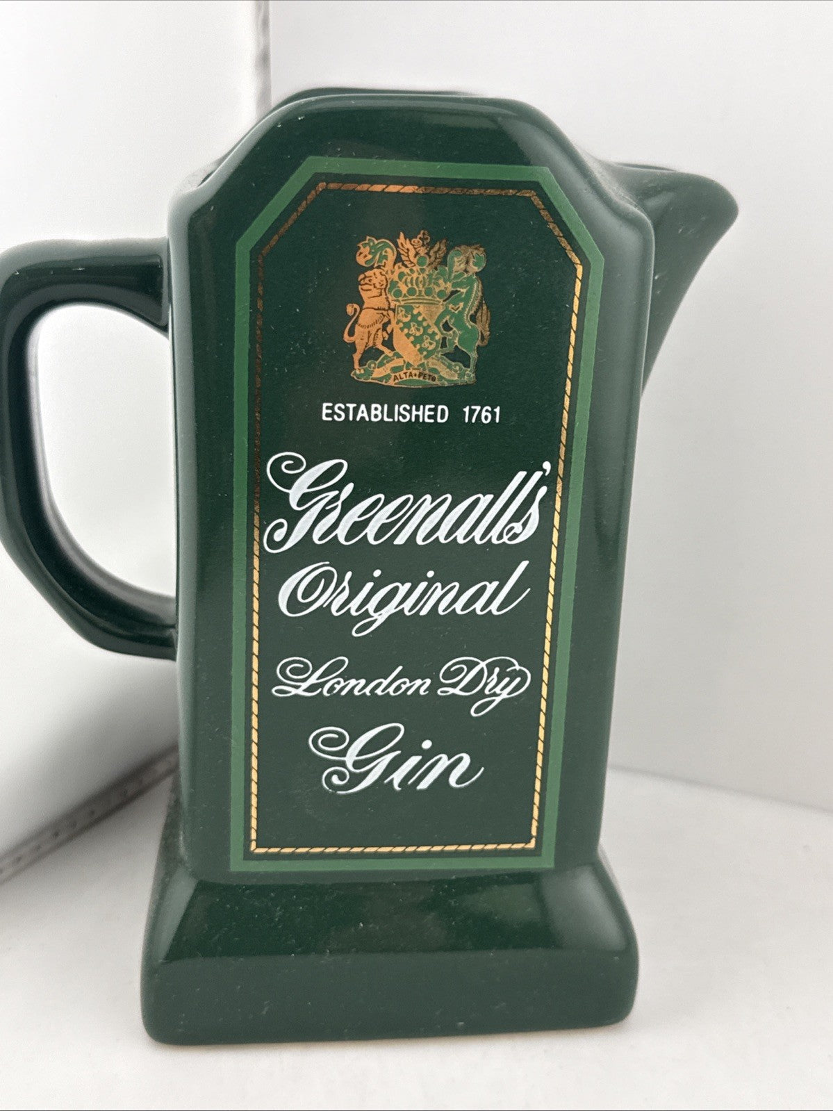 Greenhalls Original London Dry Gin Water Jug From 1970s