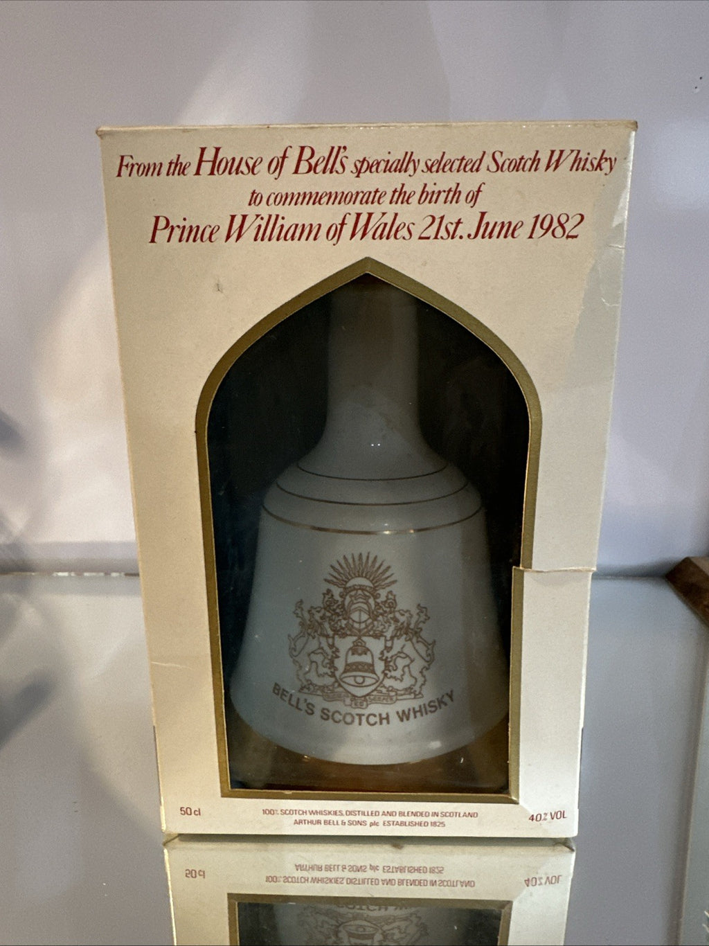 Full decanter of Bells Whisky 50cl Bottled 1982 Prince William full boxed