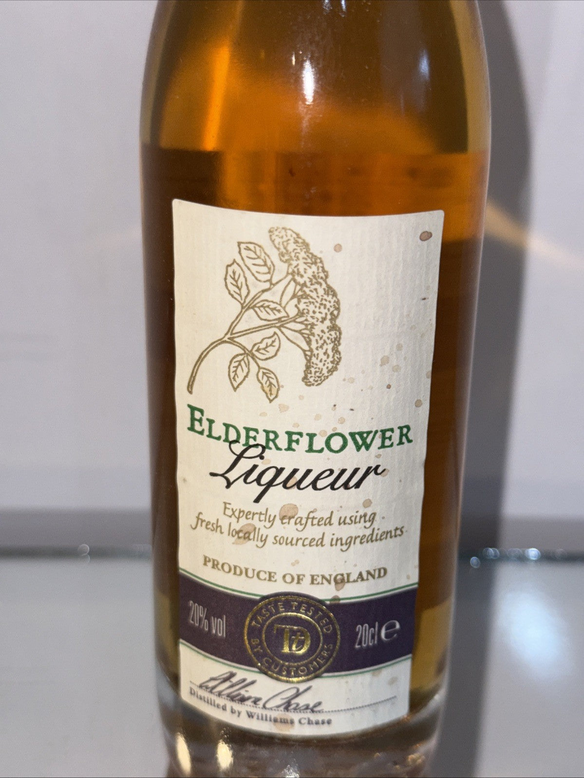 200 ml mini bottle of William Chase Elderflower Liqueur