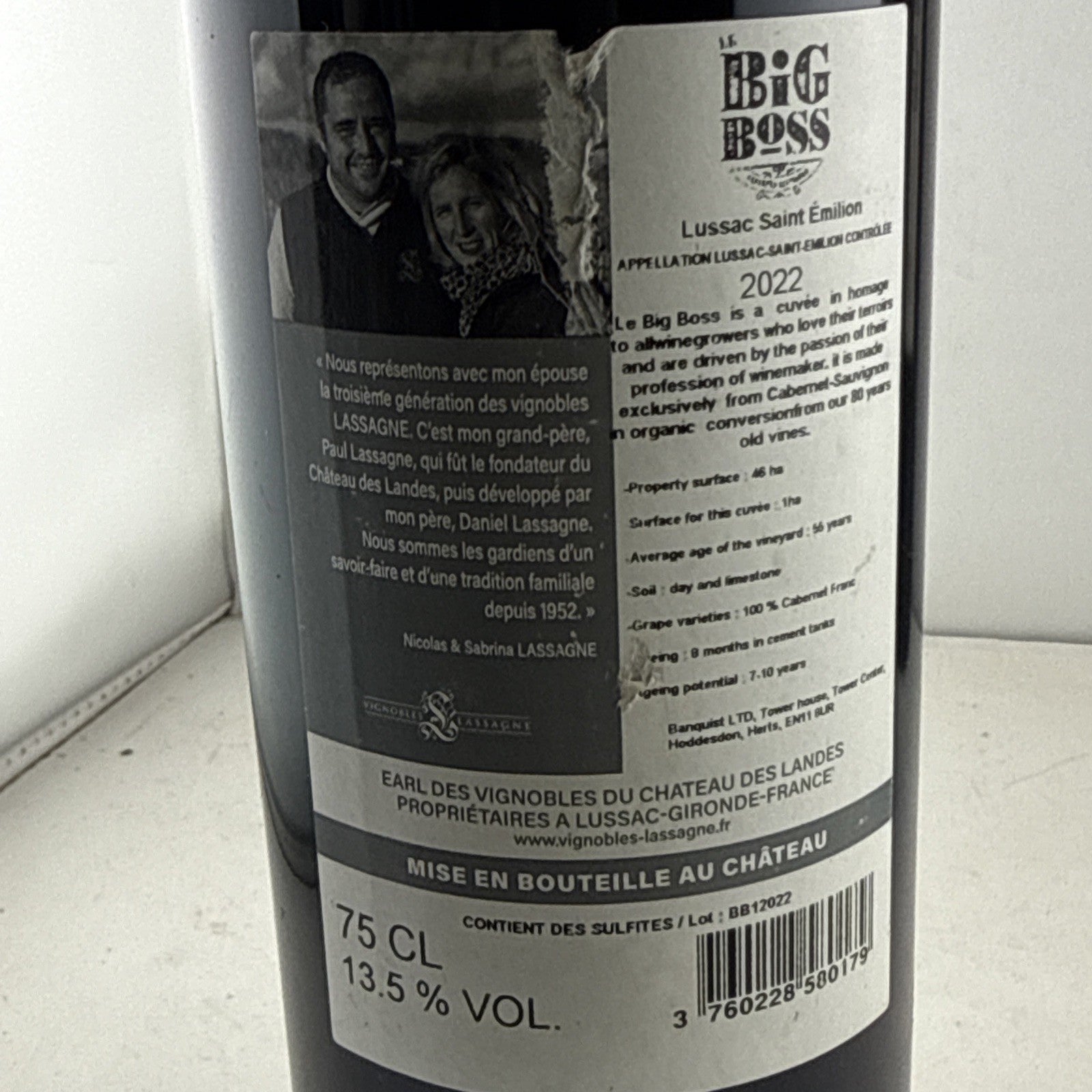 Le Big Boss Lussac Saint-Émilion 2022 Cabernet Sauvignon 75cl 13.5% ABV