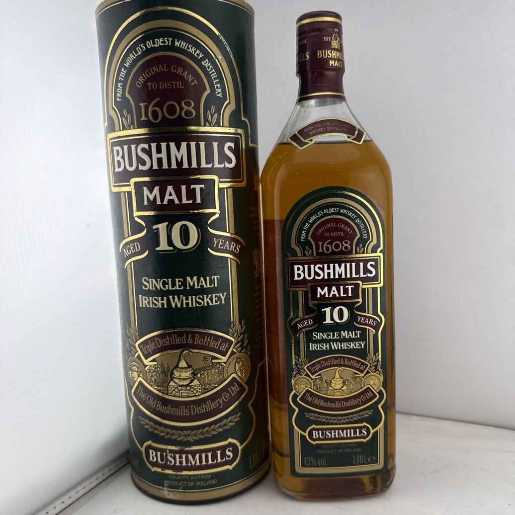 Bushmills Malt 10 Year Old Irish Whiskey 1L 43% Old Bottling With Tube 1990s Bot