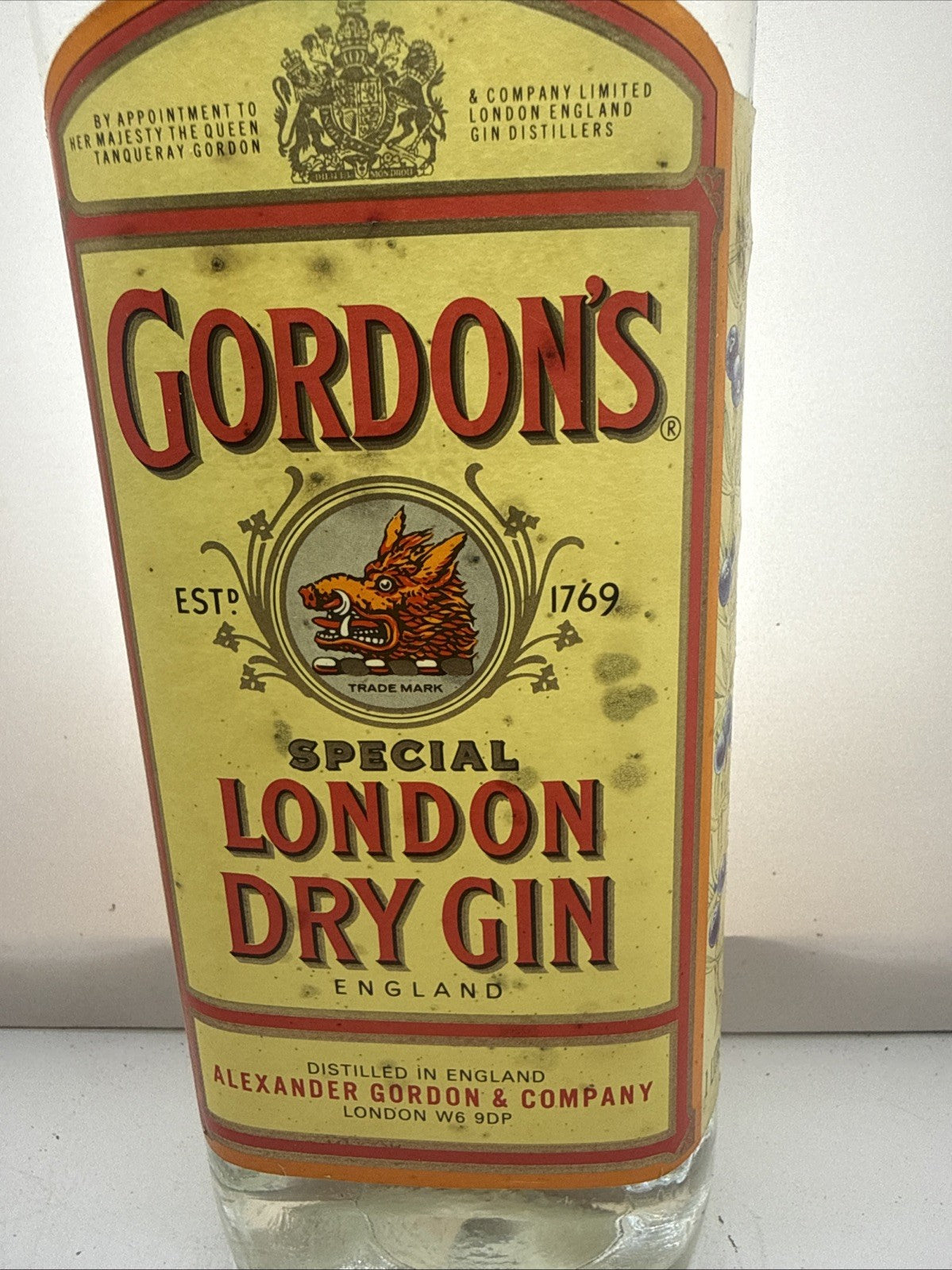 Gordon's Special London Dry Gin — 1L 47.3% — 1980s Export — Collectable Bottle