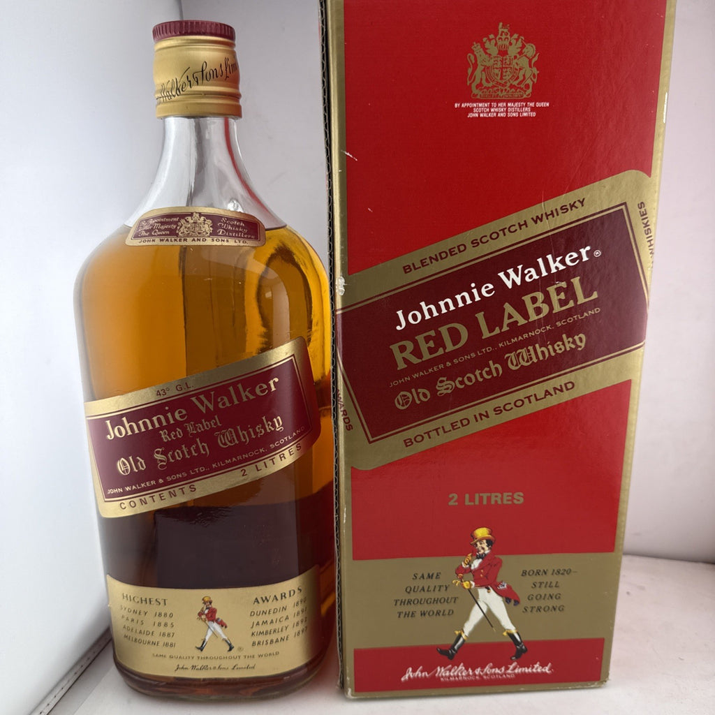 Vintage Johnnie Walker Red Label 2L 43% Scotch Whisky Boxed 1970s