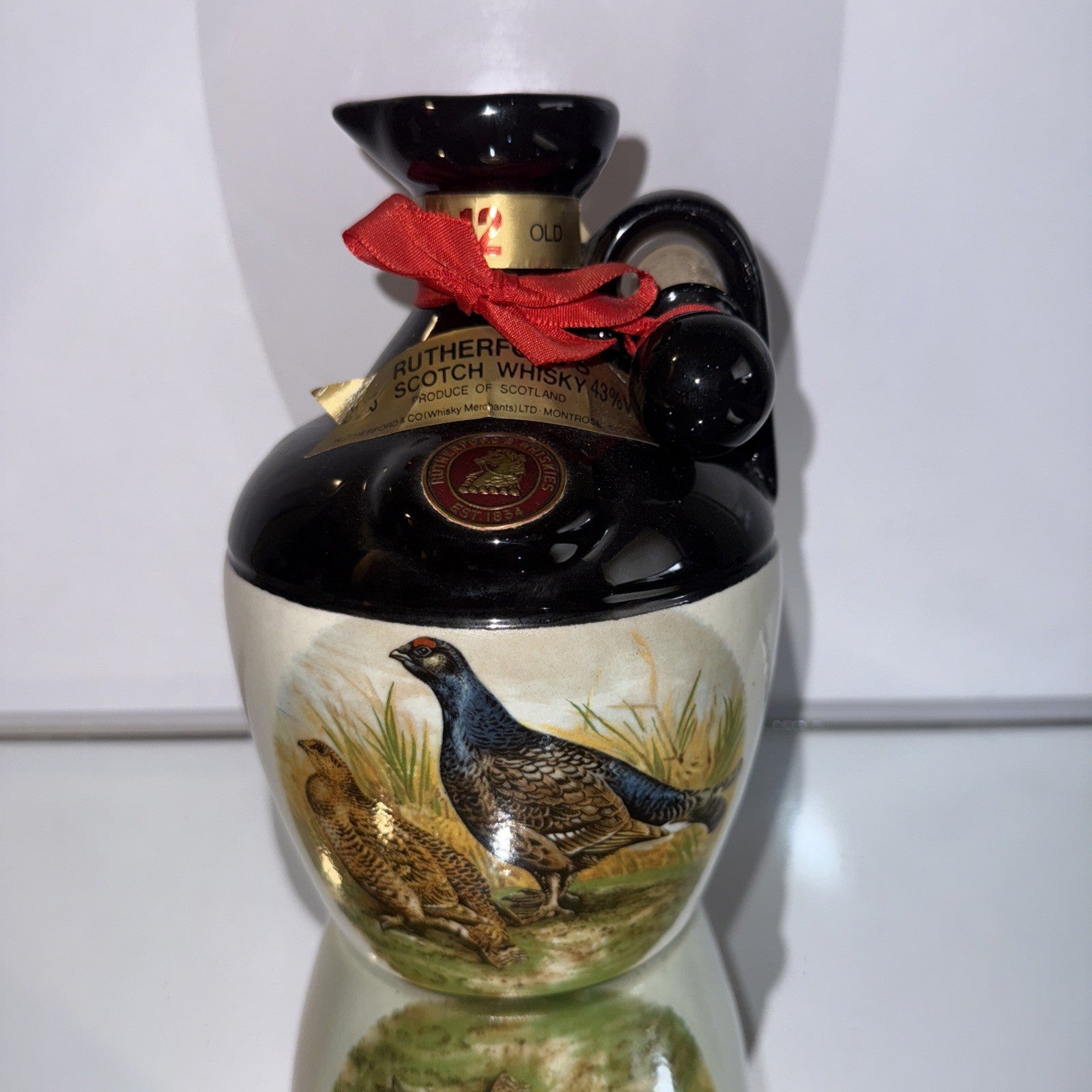 Rutherford And Co Scotch Whisky decanter (full)  Gamebird Series 1980s