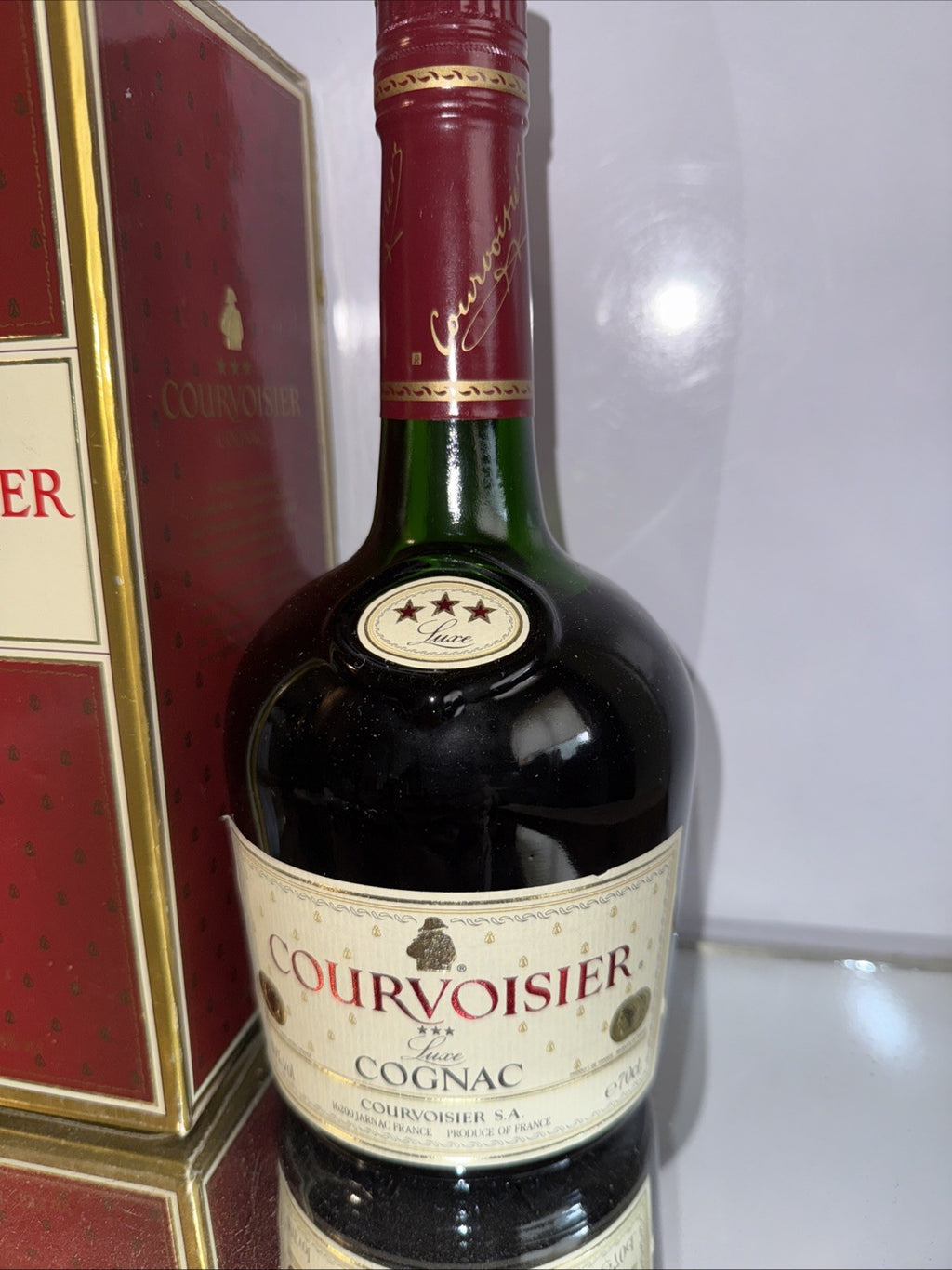 Courvoisier 3 star Luxe 1L Bottles 1970s/80s Vintage