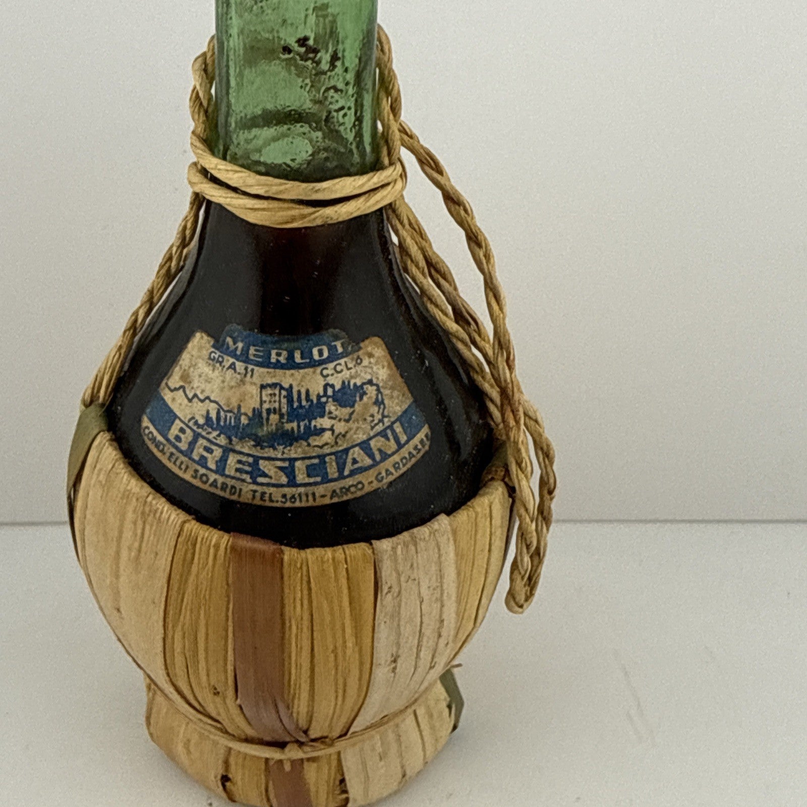 Italian Merlot Bresciani Wine in Wicker Bottle (full)