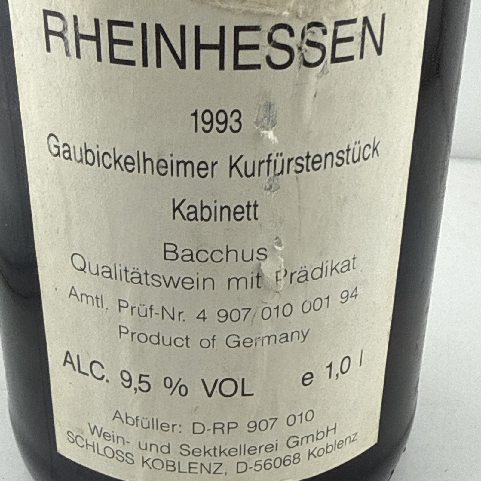 1993 Rheinhessen Bacchus Kabinett 1L SAS Regiment Presentation Wine